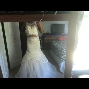 White Two Piece Mermaid Fitted Prom Dress